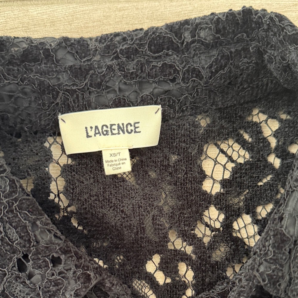 L'AGENCE Black Lace Button-Up Blouse - Picture 5 of 5